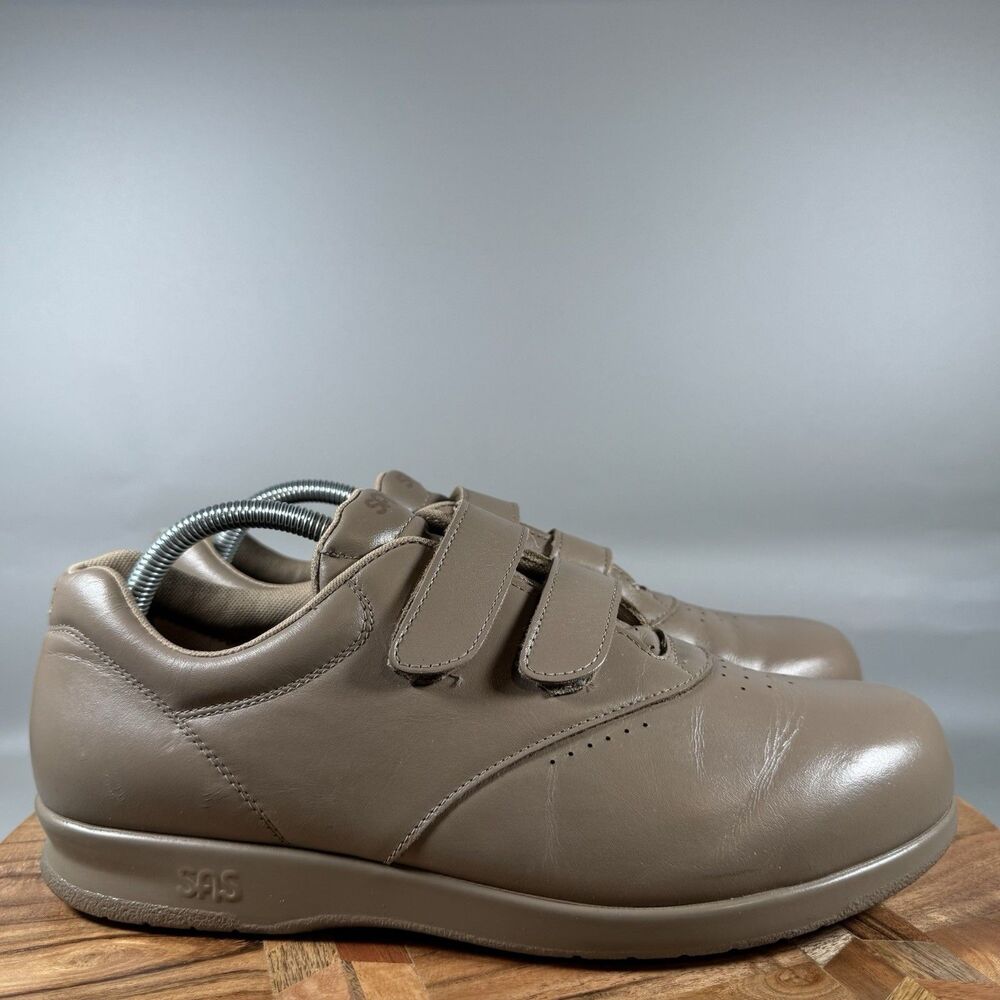 SAS Walking Shoes Womens 11 M Me Too Sneakers Brown Leather Hook And Loop Casual